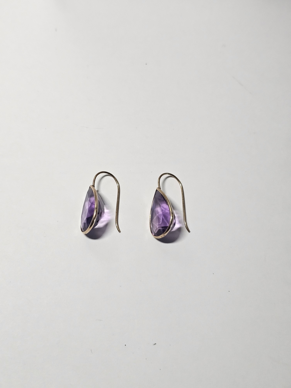 14k Gold With Huge Amethyst Stone Earrings